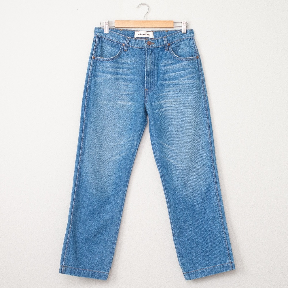 Reformation Smart Ass Wide Leg Cropped Jeans